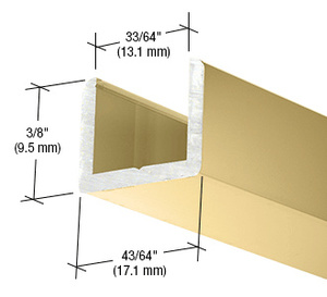 Brite Gold Anodized Frameless Shower Door Aluminum Regular U-Channel for 1/2