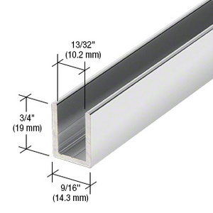 Frameless Shower Door Aluminum Deep U-Channel for 3/8